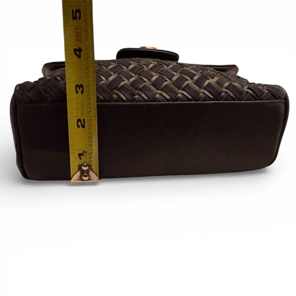 Bally S45 Shoulder Bag Suede Leather Woven Intrecciato Design in Dark Blue